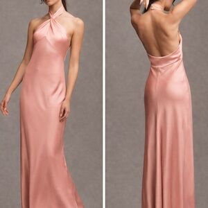 BHLDN Satin Backless Pink Dress